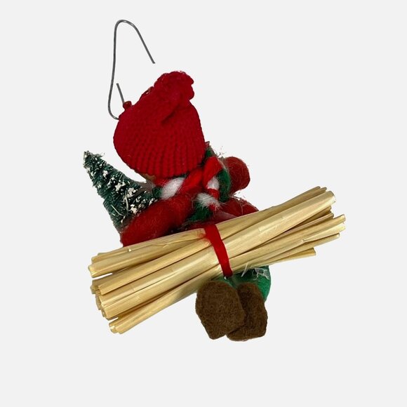 Vintage Handmade Christmas Ornament Child Holding Gift & Tree - Picture 2 of 4